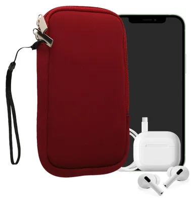 Produktbild von kwmobile Neopren Handytasche für Smartphones L - 6,5" - Handy Tasche mit Reißverschluss - Handyhülle universal Rot