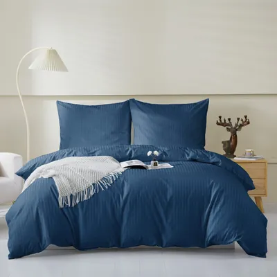 Zdjęcie produktu dla Pościel 160x200cm granatowa 100% bawełna Adamashe + 2 poszewki na poduszki 70x80cm