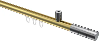 Produktbild von Interdeco Innenlaufstange / Gardinenstange mit Innenlauf Messing-Optik / Chrom, Typ Sonius Elanto (Rillenzylinder) Deckenmontage, 20 mm Ø 1-läufig, 120 cm
