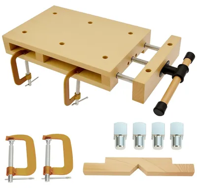 Productafbeelding van Draagbare Werkbank met Bankschroef - Inklapbaar - Houten Werkbank - 46,5 × 28 × 7 cm