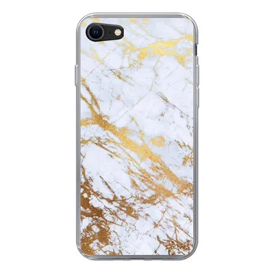 Produktbild von MuchoWow® Handyhülle Schutzhülle Hülle für iPhone 8 Marmor - Gold - Weiß - Luxe - Marmoroptik - Glitzer Silikon Softcase Handy Hülle - Schutzhaube