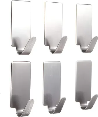 Produktbild von 6 Set Haken Ohne Bohren aus Edelstahl, Handtuchhalter, Handtuchhaken, Towel Holder, Haken Zum Kleben im Badezimmer oder Küche, Selbstklebende Wandhaken Für Handtücher, Badzubehör, Badhaken Dusche