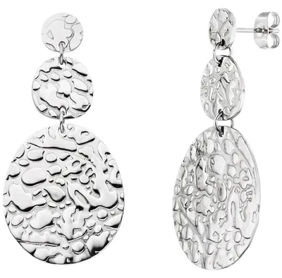 Produktbild von Paar Ohrringe Ohrhänger Ohrschmuck 44x21,2mm aus Edelstahl mit Struktur