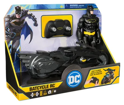 Produktbild von DC Comics Batman - RC Batcycle + 30cm Batman Actionfigur, Motorrad, 4 Jahr(e), Kunststoff, Schwarz