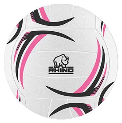 Obrázok produktu pre Lopta Rhino Netball Thunder bielo-ružovo-šedá veľkosť 5 so vzorom gripu