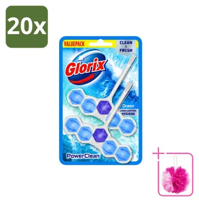 Produktbild von 20 x Glorix Power Clean Toiletblock Ocean - Sparpackung - 20 Stücke