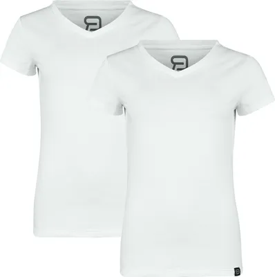 Produktbild von RED by EMP Damen weißes Basic T-Shirt im Doppelpack - angenehmer, weicher Baumwollstoff XXL