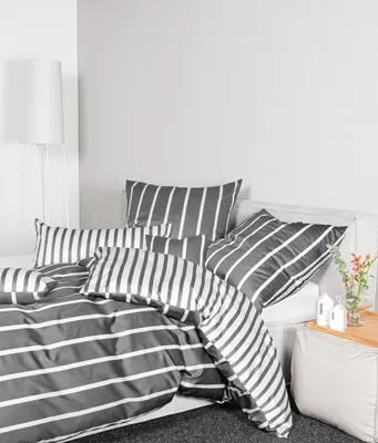 Produktbild von Janine Design Mako-Satin-Bettwäsche-Garnitur 39028 modernclassic Farbe anthrazit Größe 135x200+80x80
