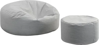 Obrázek produktu pro HOME DELUXE XXL Venkovní sedací vak CLOUD se stoličkou – světle šedý | Zahradní sedací vak Venkovní sedací vak Sedací polštář Lounge vak