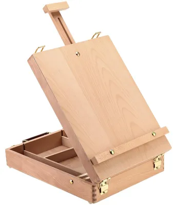 Productafbeelding van Verstelbaar schilderstatief - Houten tafelstatief - Tafelmodel - Schilderkist - Beuken hout - Afmetingen 27 x 39 x 9,5 cm - Kunstkist