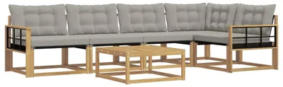 Imagen del producto de vidaXL Juego de sofás de exterior, 6 piezas, blanco y gris claro