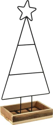 Produktbild von Moderner Weihnachtsbaum aus Metall mit Stern und Tablett – 25x18x66 cm – Weihnachtsdeko für Zuhause