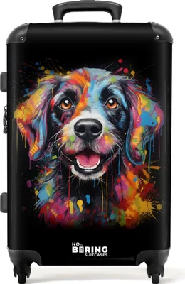 Obrázek produktu pro NoBoringSuitcases.com® Velký kufr - Pes jako barevné graffiti - Kombinovaný zámek TSA - Pevná skořepina na kolečkách - 72 litrů - Cestovní kufr - 66 cmKufr Medium 67x43x25 cm, 72L,