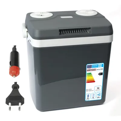 Produktbild von Dino KRAFTPAKET 32L Elektro Kühlbox für Auto 12V und 220V/230V (WÄRMT & KÜHLT), 32 L brutto/25 L netto, Elektrische Thermoelektrische Kühlbox