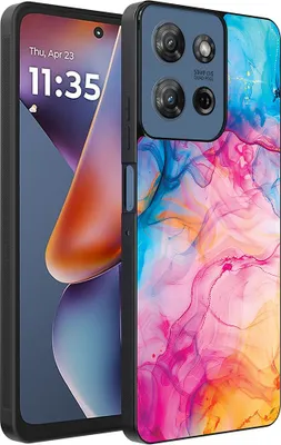 Produktbild von Smartphonica Telefon Fall geeignet für Motorola Moto G 2025 mit Regenbogen Acryl Marmor Print - TPU Backcover Fall Regenbogen Acryl Marmor Design
