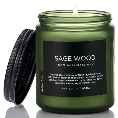 Productafbeelding van Geurkaars Salie & Hout - 200g natuurlijk sojawas - voor in huis