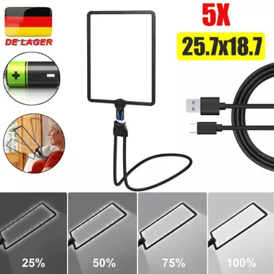 Produktbild von 1x 5x Leselupe mit 50 LEDs – Wiederaufladbare Vergrößerungslupe mit Zusatzlicht für Senioren & Sehbehinderte