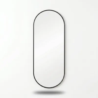 Produktbild von SensaHome Ovaler Wandspiegel – Minimalistisches Design – Wandmontierter Spiegel mit Metallrahmen – Modern – Spiegel für das Badezimmer – 50x150 cm – Schwarz