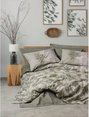 Produktbild von L'Essentiel Linge de Maison, Frond - Khaki, Khaki, Ranforce King-Size-Bettbezug-Set (FR), 100 % BAUMWOLLE RANFORCE, 240 x 220 cm