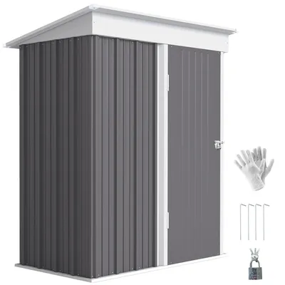 Produktbild von Outsunny Metall Gerätehaus 1,36m² mit Pultdach 161 x 95 x 181cm Grau