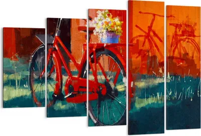 Produktbild von Bild auf Leinwand - Leinwandbild - Fahrrad Blumen - 150x100cm - Wand Bild - Wanddeko - Wandbilder - Leinwanddruck - Bilder - Kunstdruck - Wanddekoration - Leinwand bilder - Wandkunst - EG150x100-3712