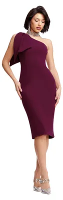 Produktbild von Dress the Population Tiffany-Midi-Etuikleid für Damen, einschultrig, Schleifende