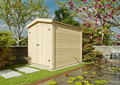 Produktbild von Gerätehaus Avon Fichte 1,50x2,10m mit Satteldach Doppeltür 19mm Wandstärke