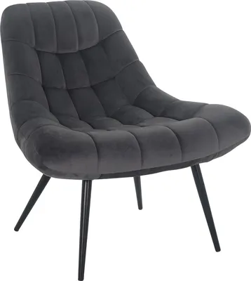 Produktbild von SalesFever Loungesessel mit XXL-Sitzfläche | Bezug Stoff in Samt-Optik | Gestell Metall schwarz | üppige Steppung | B 76 x T 87 x H 86 cm | grau