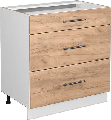 Produktbild von Küchenunterschrank Vicco Fame-Line Goldkraft Eiche 80 cm mit 3 Schubladen, ohne Arbeitsplatte, Model 38558