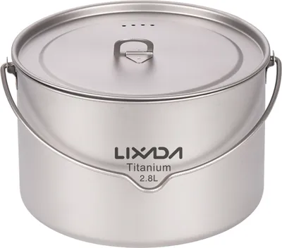 Produktbild von Lixada 2.8L Titanium Pot Ultraleichter tragbarer Haengetopf mit Deckel Outdoor Camping Wanderrucksack