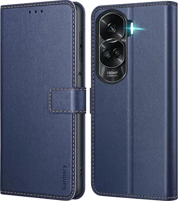 Immagine prodotto di Custodia per telefono cellulare Honor 90 Lite in pelle flip cover blu con slot per carte di credito