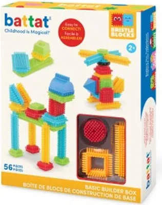Produktbild von Bristle Blocks Bausteine 56 Stück in Box - buntes Konstruktionsspielzeug