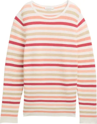 Produktbild von Tom Tailor Baumwoll-Pullover mit strukturiertem Ottoman und gerollten Saumkanten