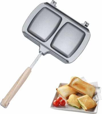 Image de Grille-pain double face, poêle à frire, poêle à croque-monsieur, antiadhésif, plaque à sandwich amovible, cuisine, poêle double face, moule à pain grillé