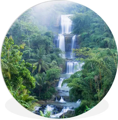 Produktbild von MuchoWow® Rundes Wandbild - Runde Bilder Wasserfälle in Indonesien Ø 60 cm Kreis Wanddekoration Kunststoff - Wandkreis - Wandschmuck - Wand Kreis - Das Schlafzimmer - Die Bilder - Wandmalerei - Kunst für das Haus - das Plastik