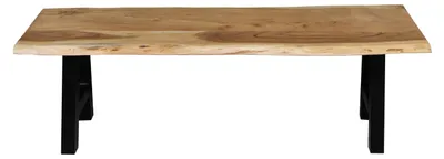 Produktbild von Sitzbank Baumkante 220 cm natur massiv Akazie A-Gestell schwarz