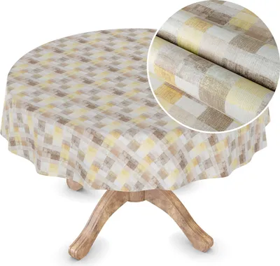 Produktbild von Tischdecke Wachstuch Premium Ornamente Beige Robust Wasserabweisend Rund 120 cm