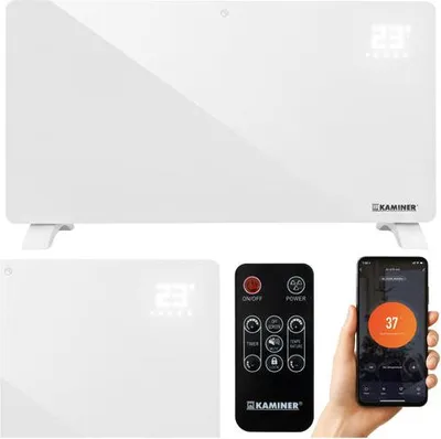 Image de Chauffage électrique en verre, 2500 W, Wi-Fi et télécommande
