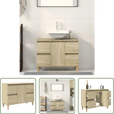 Immagine prodotto di The Living Store Sonoma mobile lavabo in rovere 80x33x60 cm materiale legno