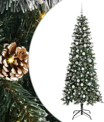 Image de vidaXL Arbre de Noël artificiel avec 300 LED avec support Vert 210 cm