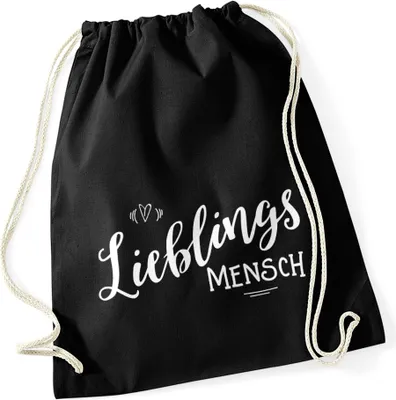 Produktbild von Turnbeutel Lieblingsmensch Geschenk Freundschaft Partner Freundin Moonworks® schwarz unisize
