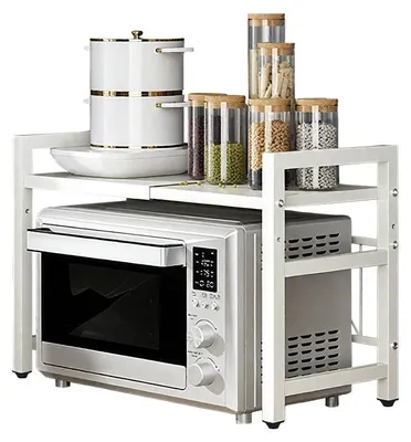 Obrázek produktu pro Organizér na mikrovlnnou troubu, nastavitelný design, robustní konstrukce, bílá barva, 1 kus