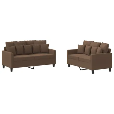 Image de vidaXL Ensemble de canapés 2 pièces avec coussins Tissu brun