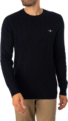 Produktbild von GANT Herren Baumwolle Cable C-neck Pullover, Evening Blue, M EU