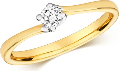 Produktbild von Funkelndes Feuer 9 Karat (375) Gold Solitär Verlobung Damen - Diamant Ring Brillant-Schliff 0.15 Karat H - I1, 53 (16.9); TRS319949KYRSM