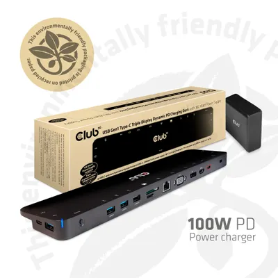 Image de Club3D ChargingDock USB-C 3.2 ->7xUSB/DP/HDMI/LAN/Audio 100W au détail