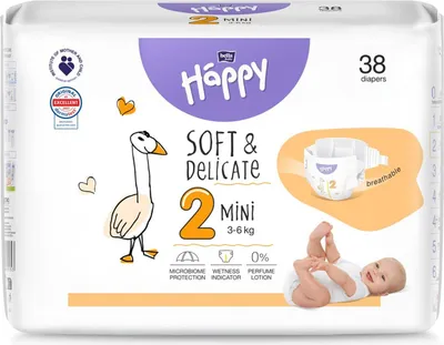 Obrázek produktu pro BELLA HAPPY Baby Pleny jednorzov Mini 3-6 kg 38 ks
