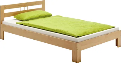 Produktbild von Massivholzbett THEO Jugendbett Bettgestell Einzelbett mit Kopfteil Kiefer massiv 100 x 200 cm in buchefarben lackiert