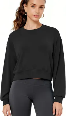 Productafbeelding van Damen topje met lange mouwen, ademend, casual, modieus, klassiek, zwart, maat M