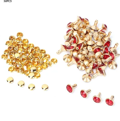 Productafbeelding van 50 stuks, 8 mm, kristal strass, decoratieve knopen, geschikt voor zelfmaakprojecten, leren schoenen, kleding, etc. (rode kristal)